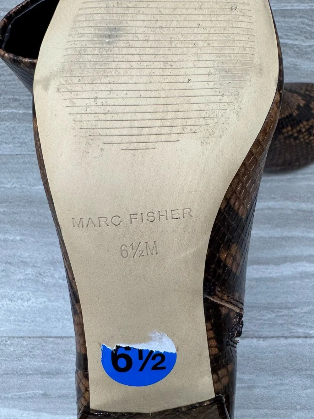 Marc Fisher Jarli Snake-Print Pointed Toe Ankle Boots Womens Size 6.5